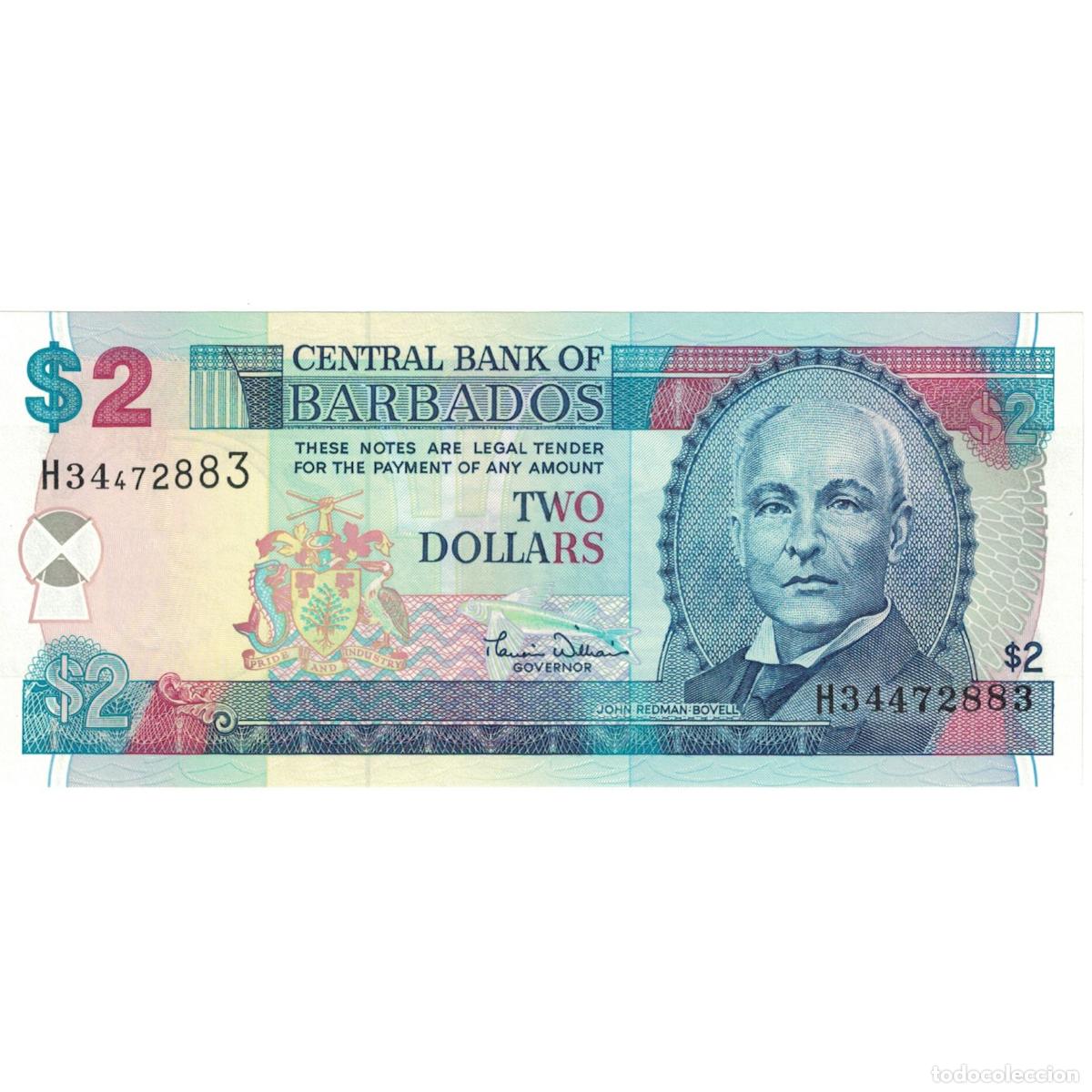 Billetes extranjeros: [#192950] Billete, 2 Dollars, Undated (1986), Barbados, KM:36, UNC