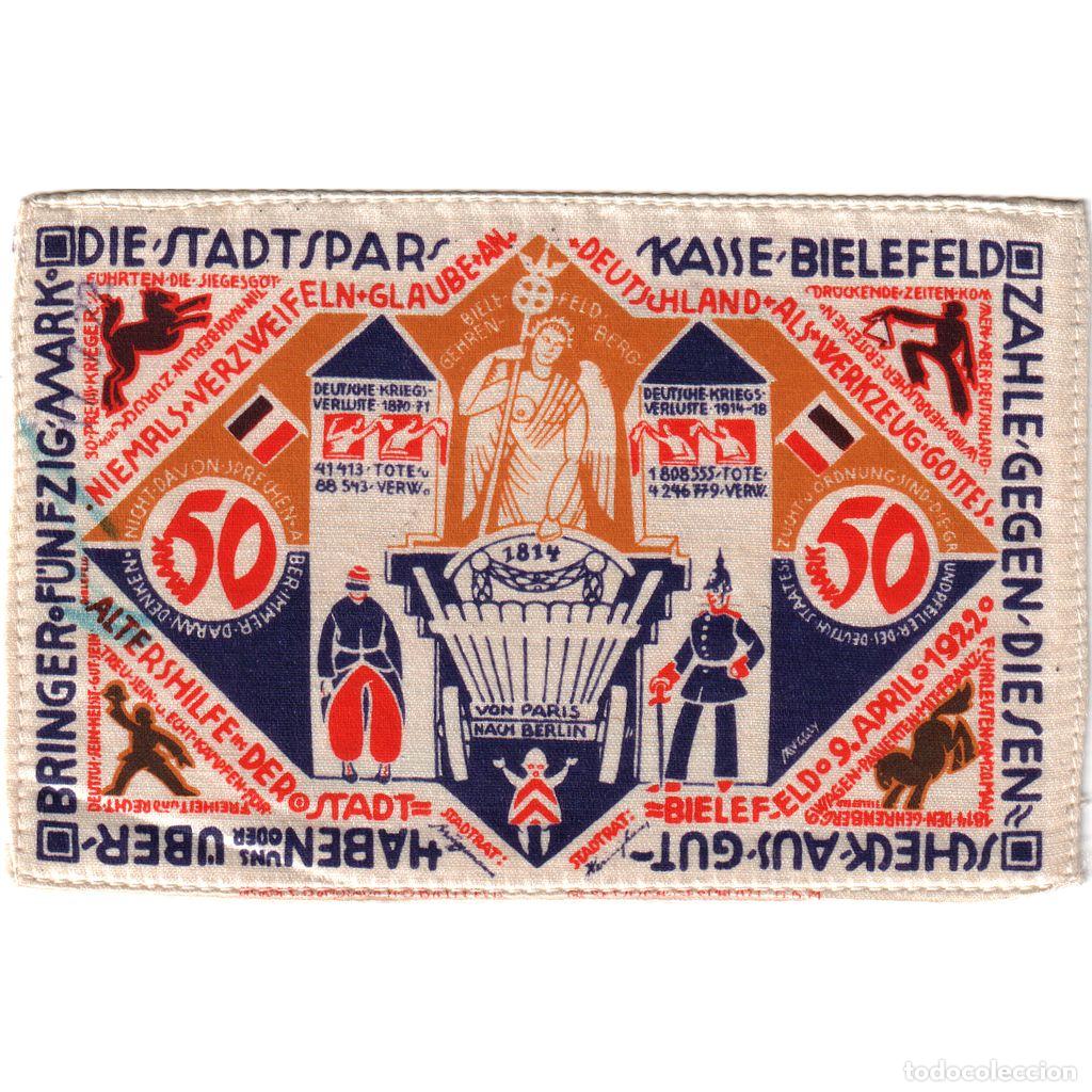 Billetes extranjeros: [#288931] Alemania, Bielefeld, 50 Mark, 1922-04-09, SC, Seda, Grabowski:49c