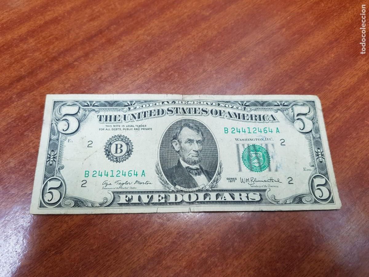 Billetes extranjeros: ESTADOS UNIDOS-5 DOLARES-SERIE 1977