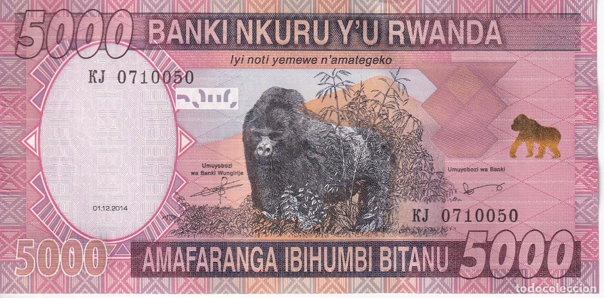Billetes extranjeros: BILLETE DE RWANDA DE 5000 FRANCS DEL A&Ntilde;O 2014 SIN CIRCULAR (SC)