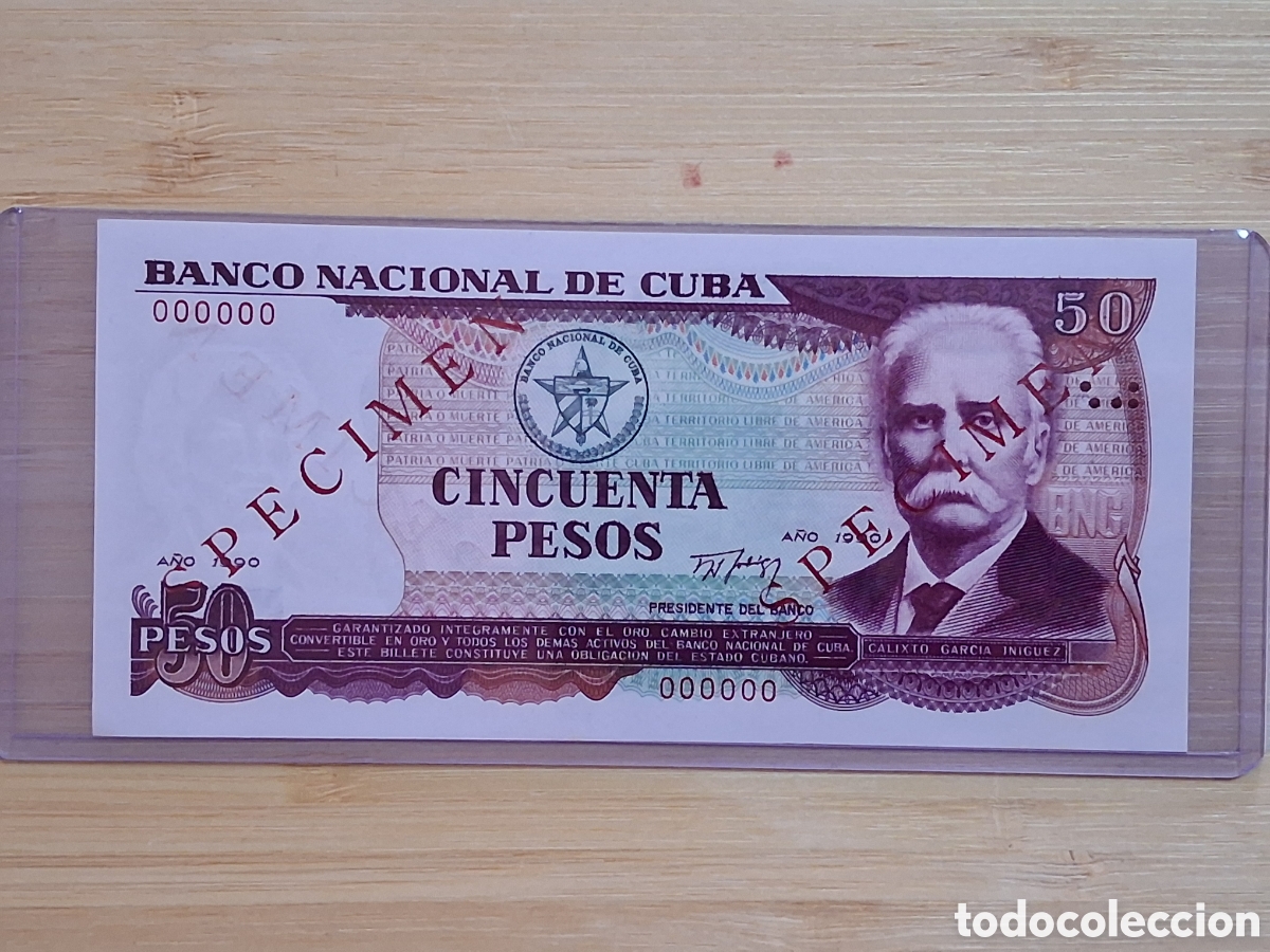 Billetes extranjeros: Billete Cuba Specimen 000000 50 Pesos 1990 SC