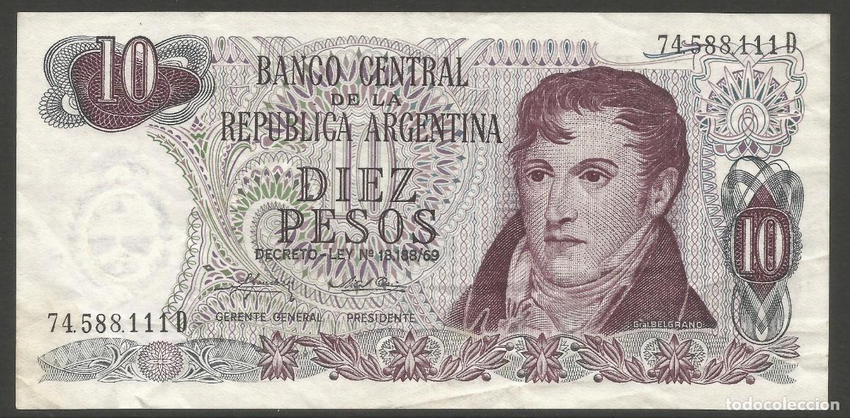 Billetes extranjeros: ARGENTINA - 10 PESOS 1976 - N&ordm; 300 - POCO USADO - N&ordm; 74588110 D