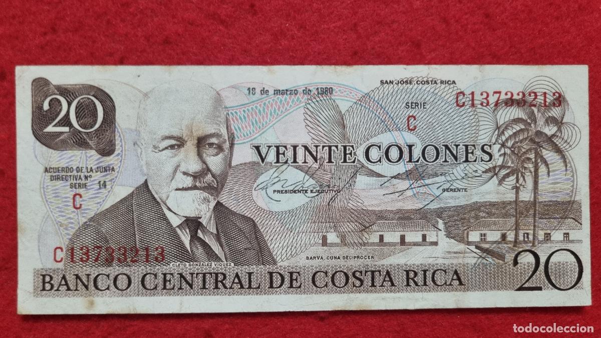 Billets internationaux: Q8 BILLETE COSTA RICA 20 COLONES 1980 MBC- ORIGINAL T213