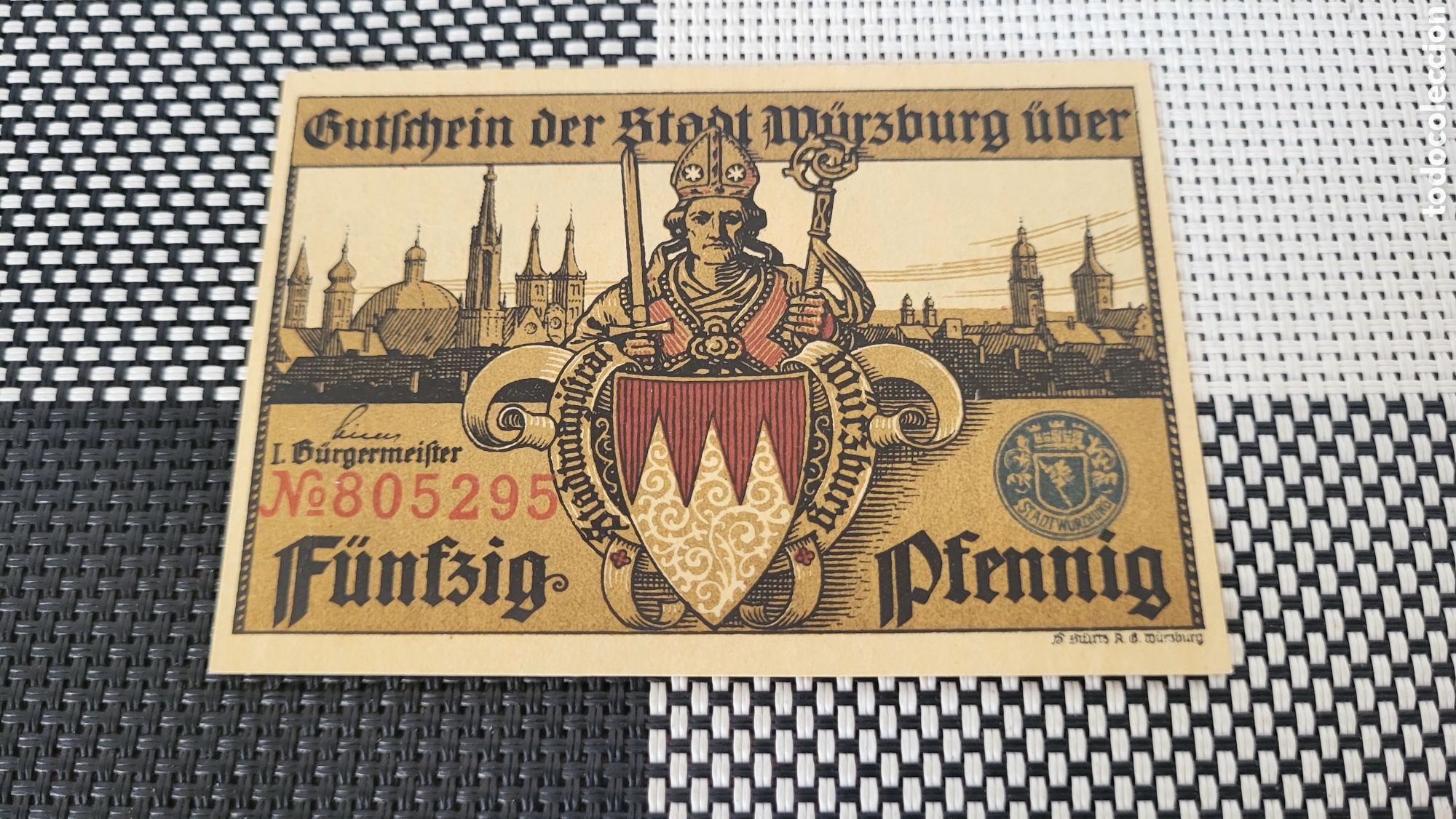 Billetes extranjeros: Antiguo billete 50 pfennig 1920