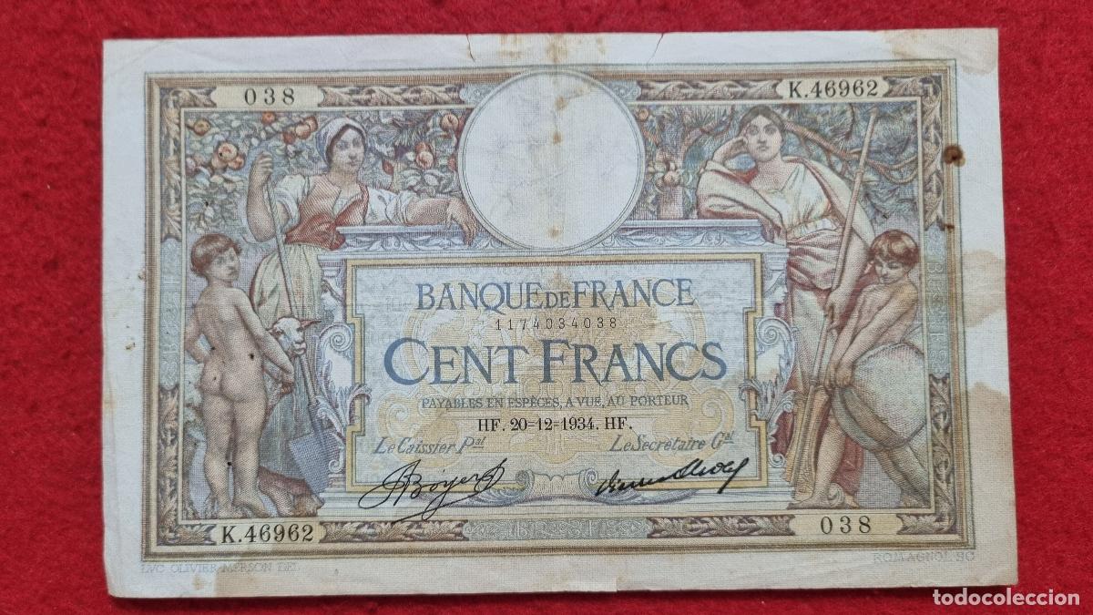 Billetes extranjeros: Q8 BILLETE FRANCIA 100 FRANCOS 1934 MBC ORIGINAL T962
