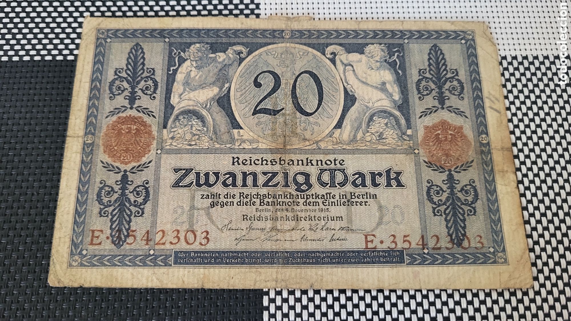 Banconote internazionali: Antiguo bilete lmperio Aleman 1915