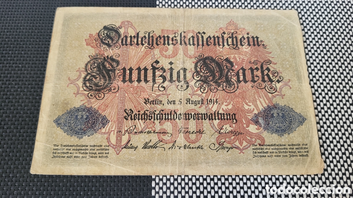 Banconote internazionali: Antiguo bilete lmperio Aleman 1914
