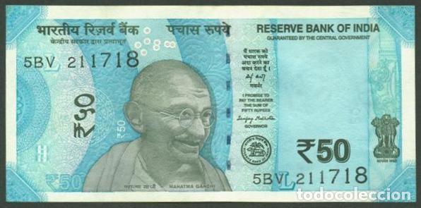 Billetes extranjeros: INDIA. 50 rupees 2025. Letra L.