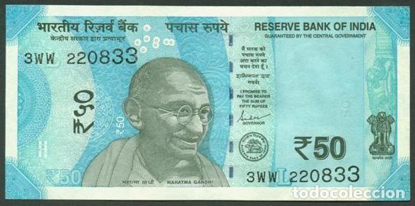 Billetes extranjeros: INDIA. 50 rupees 2024. Letra L.