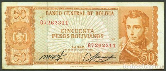 Billetes extranjeros: BOLIVIA. 50 pesos bolivianos L.1962. Pick 162. Variante de firmas.