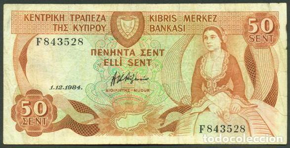 Billetes extranjeros: CHIPRE. 50 cents 1.12. 1984. Pick 49.