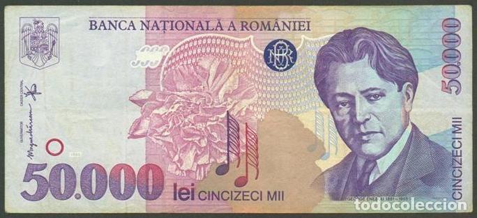 Notas Internacionais: RUMANIA. 50000 lei 1996. Pick 109. Billete de papel. Serie B.