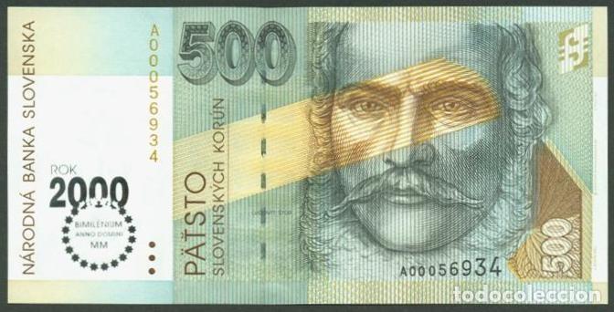 Billetes extranjeros: ESLOVAQUIA. Conmemorativo 500 korun 2000. MILLENIUM. Pick 38. S/C.