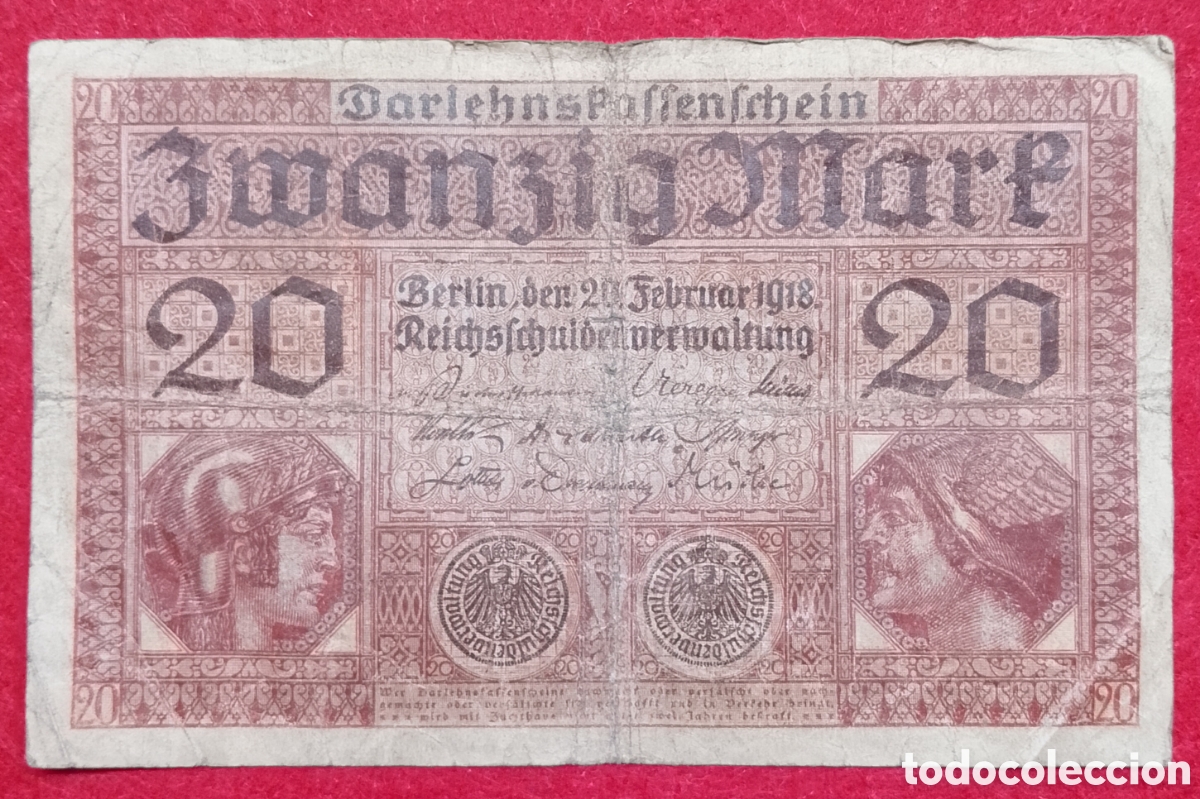 Billetes extranjeros: Billete Alemania 20 marcos 1918