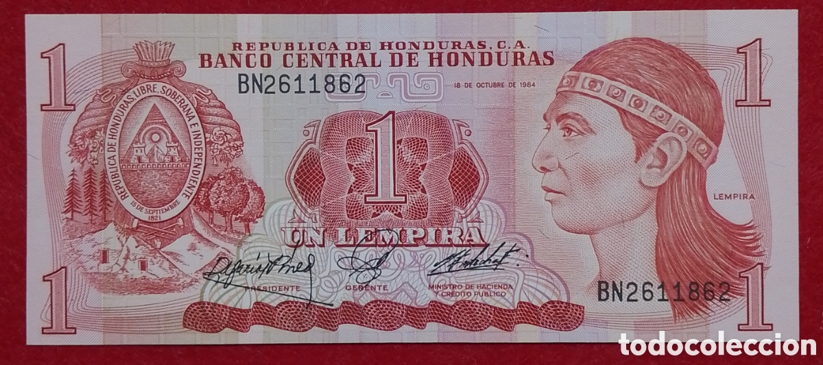 Billetes extranjeros: Billete Honduras 1 lempira Pick/KM #68b 1984 s/c