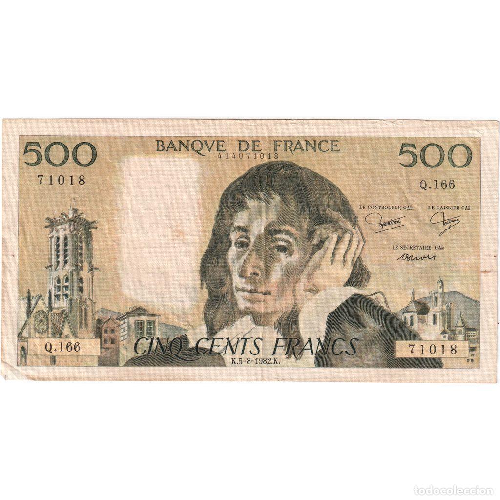 Billetes extranjeros: [#1515711] Francia, 500 Francs, Pascal, 1982-08-05, Q.166, BC
