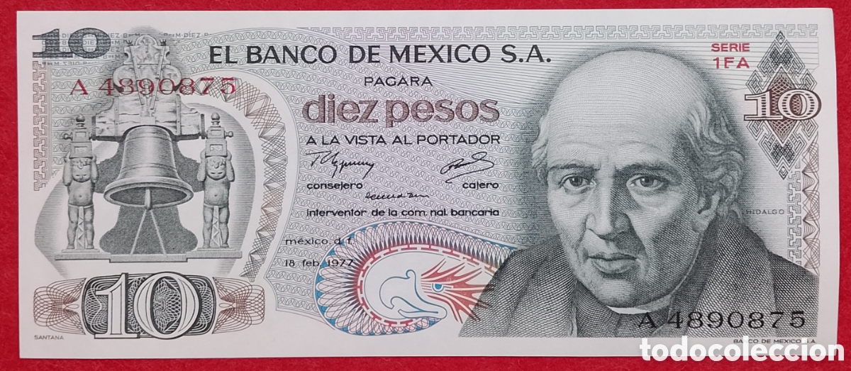 Billetes extranjeros: Billete M&eacute;xico 10 pesos Pick 63i 1977 s/c