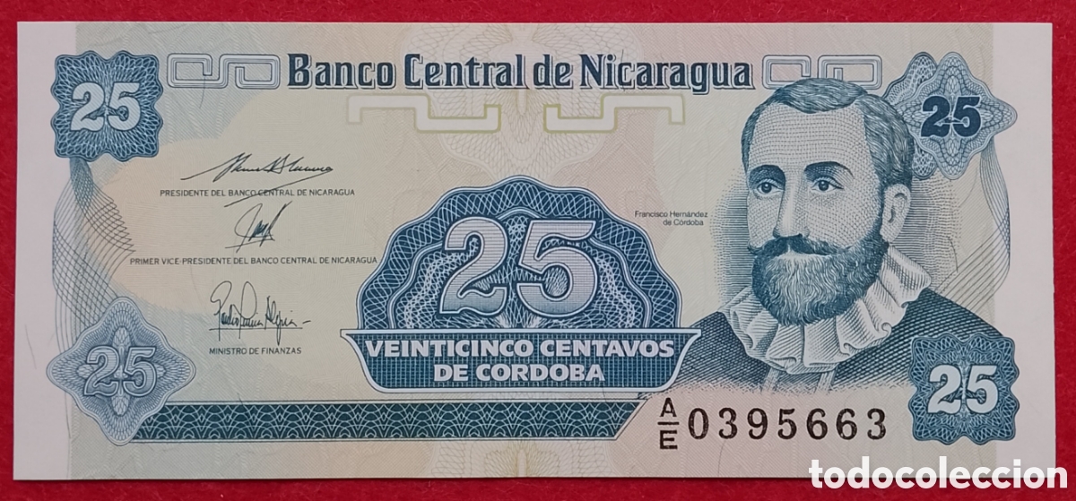 Billetes extranjeros: Billete de Nicaragua 25 centavos de C&oacute;rdoba Pick P-170 1991 s/c