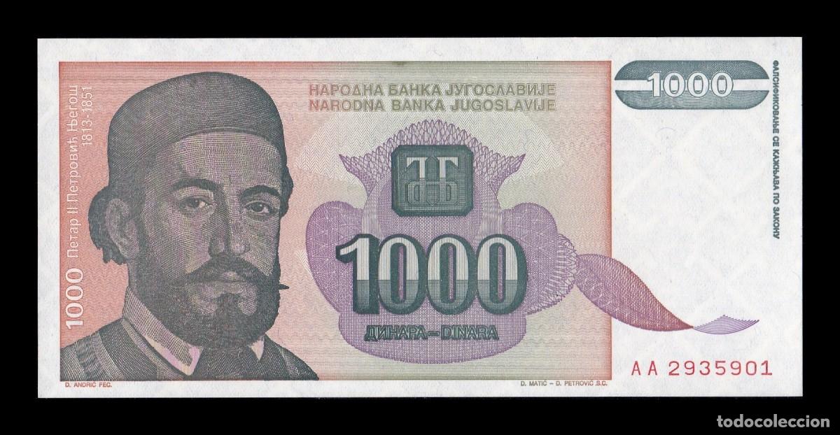 Billetes extranjeros: Yugoslavia 1000 Dinares Pedro II de Montenegro 1994 Pick 140 Sc Unc