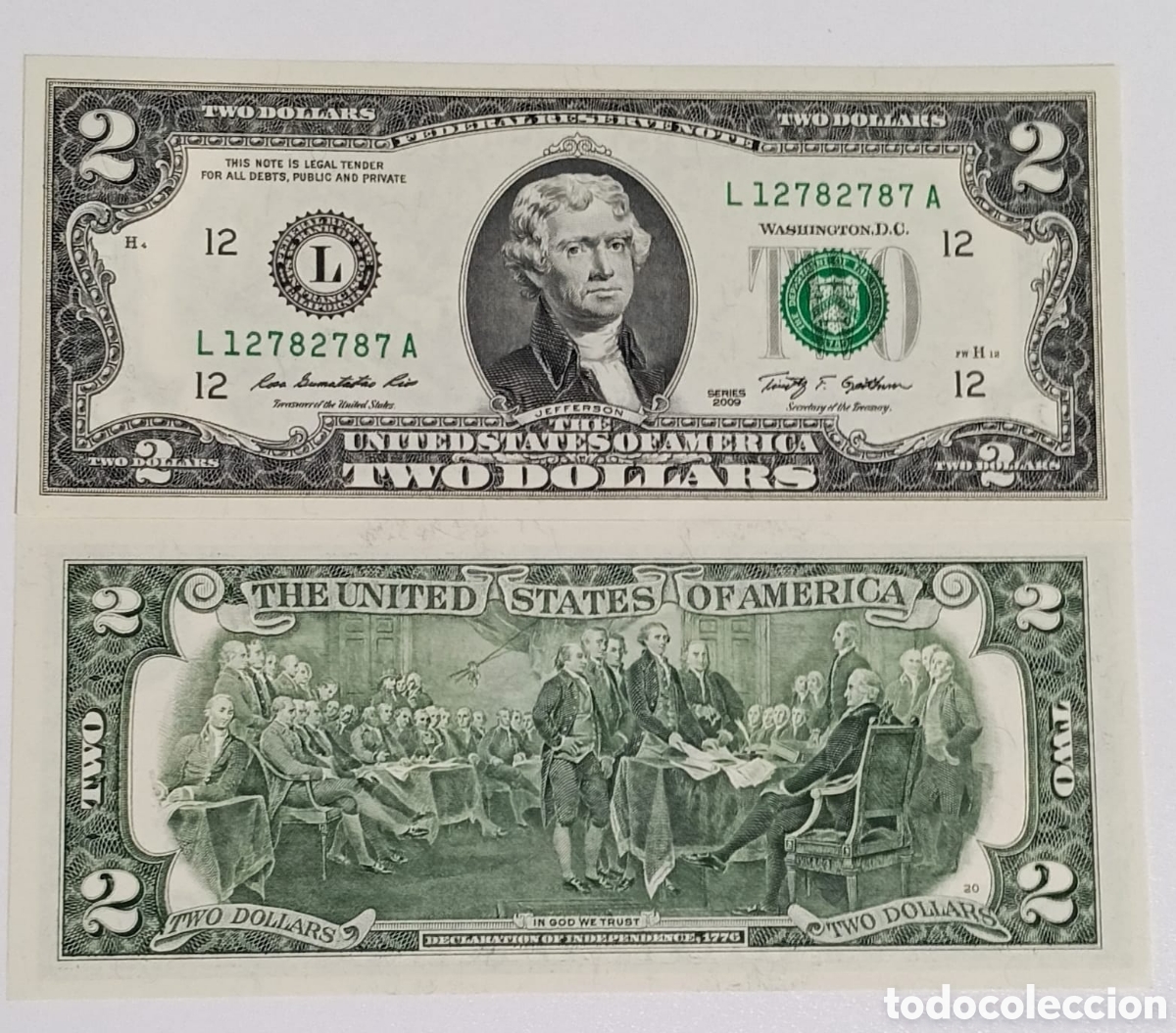 Billetes extranjeros: Billete 2 dolares estados unidos sin circular original %