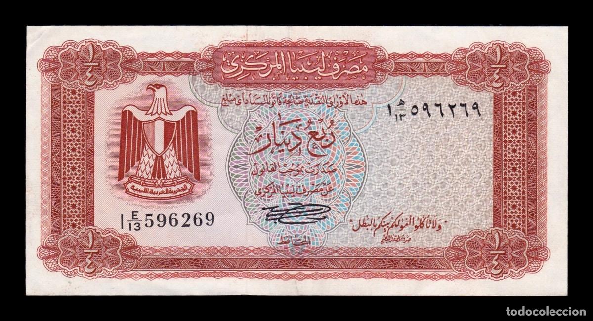 Notas Internacionais: Libia 1/4 Dinar 1972 Pick 33b Ebc Xf