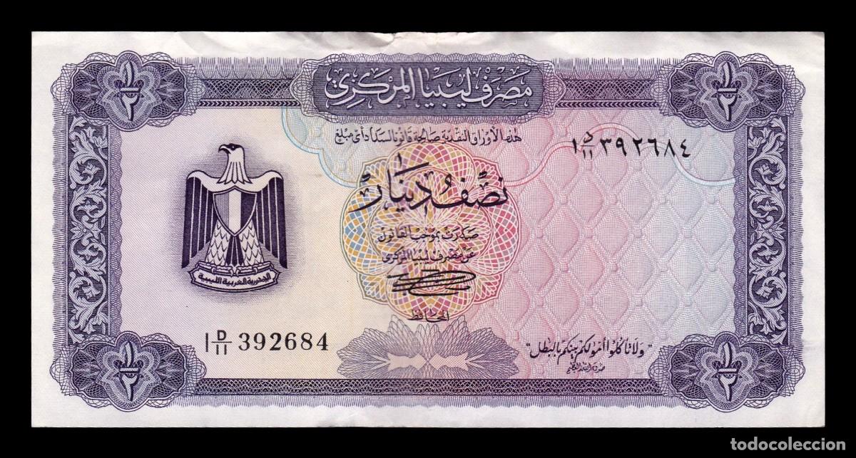 Banconote internazionali: Libia 1/2 Dinar 1972 Pick 34b Mbc+/Ebc Vf+/Xf