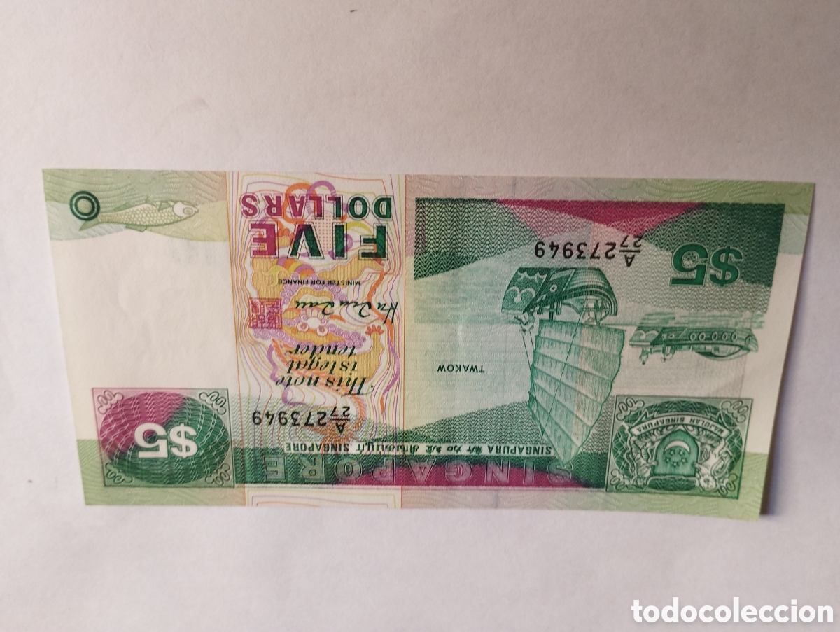 Billetes extranjeros: Billete de 5dolares de Singapur