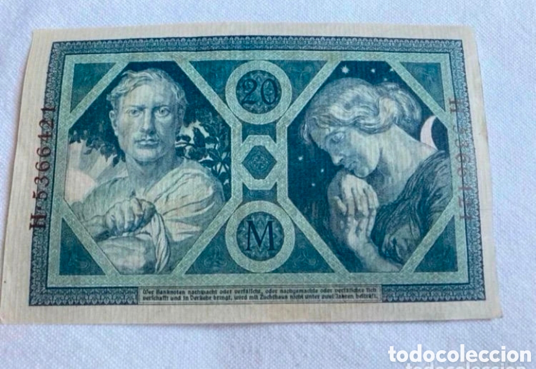 Notas Internacionais: Billete 20 Marcos alemanes 1915
