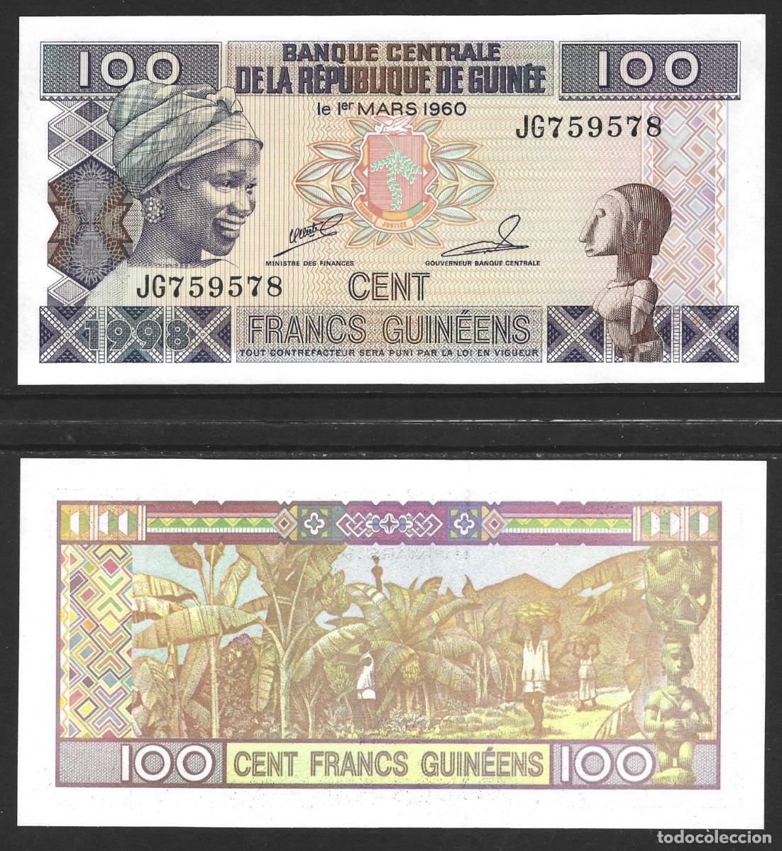 Billets internationaux: REP&Uacute;BLICA DE GUINEA - 100 C&Eacute;NTIMOS FRANCOS 1998 - S / C - VISITA MIS OTROS LOTES