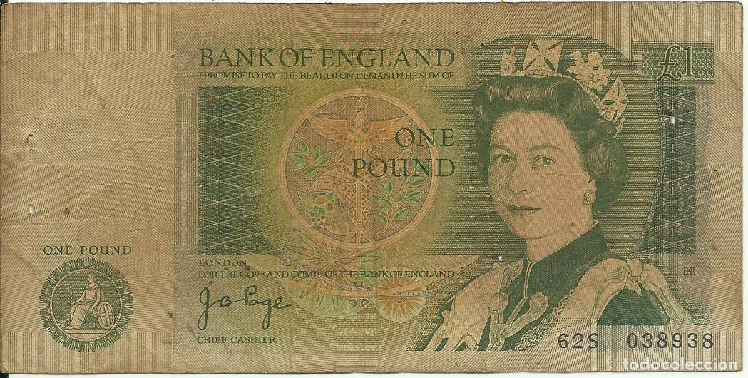 Billetes extranjeros: ENGLAND REINO UNIDO INGLATERRA - 1 LIBRA POUND - 1978/1984 - 62S 038938 - FOTOS