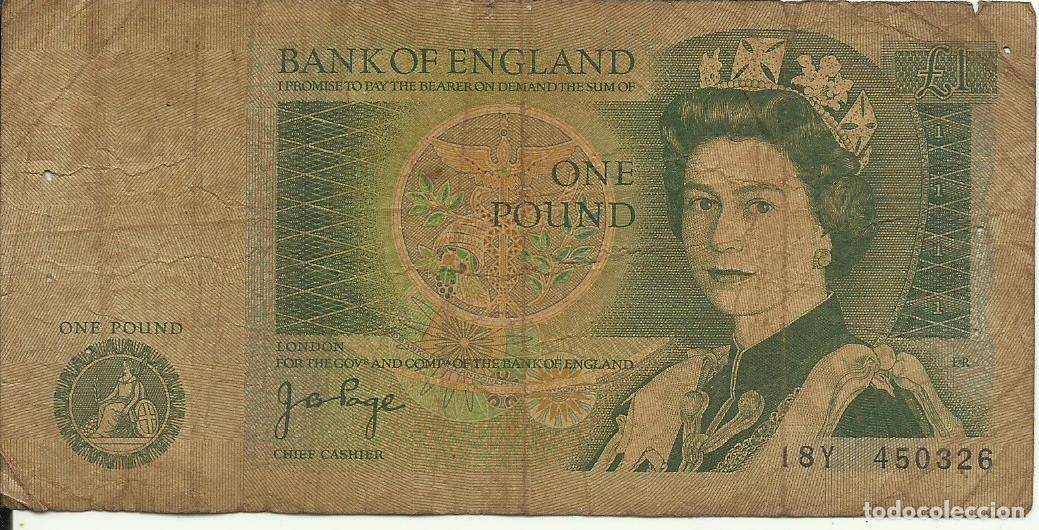Billetes extranjeros: ENGLAND REINO UNIDO INGLATERRA - 1 LIBRA POUND - 1978/1984 - 18Y 450326 - FOTOS