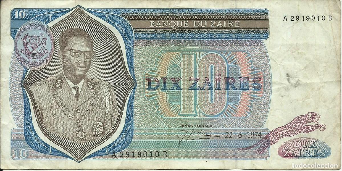 Billetes extranjeros: ZAIRE - 10 ZAIRES - 22-06-1974 - A 2919010 B - BUEN PRECIO - FOTOS