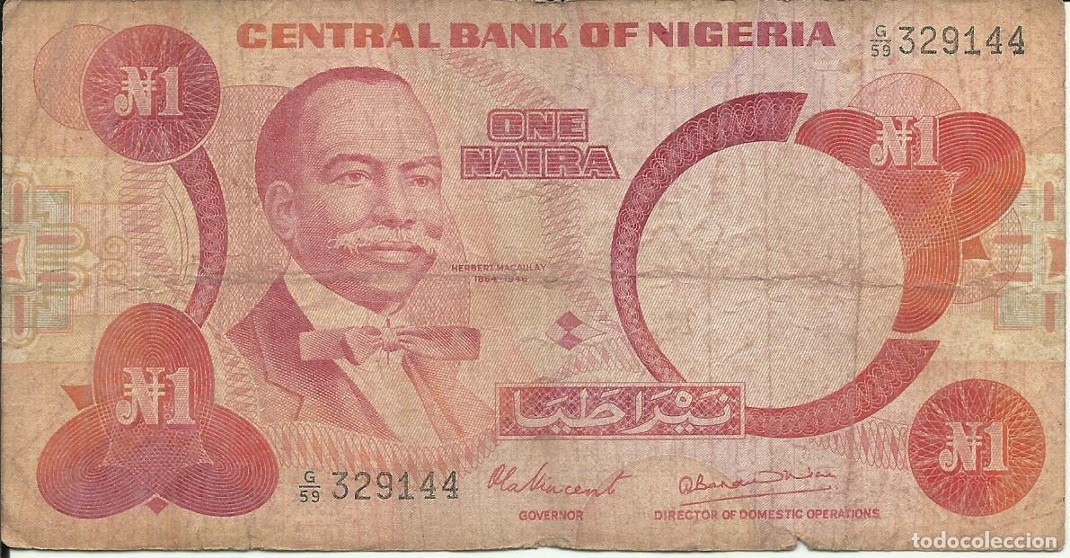 Billetes extranjeros: NIGERIA - 1 NAIRA - 1979/1984 - G/59 329144 - MUY USADA - FOTOS