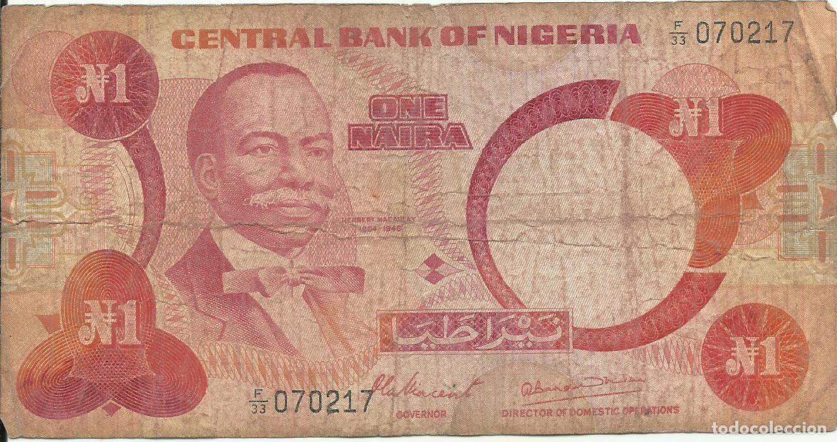 Billetes extranjeros: NIGERIA - 1 NAIRA - 1979/1984 - F/33 070217 - MUY USADA - FOTOS