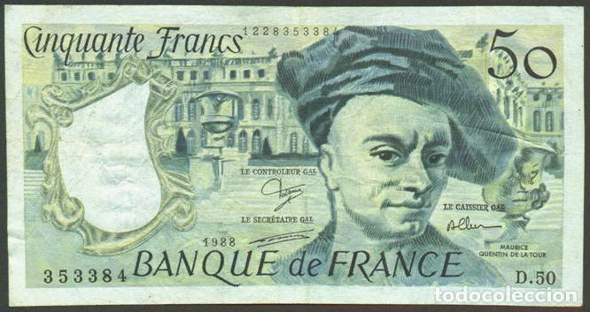 Billetes extranjeros: FRANCIA. 50 francs 1988. M. Quentin. Pick 152d.