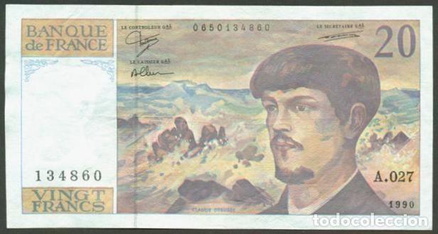 Billetes extranjeros: FRANCIA. 20 francs 1990. Pick 151d. Claude Debussy.