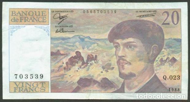 Billetes extranjeros: FRANCIA. 20 francs 1988. Pick 151. Claude Debussy.
