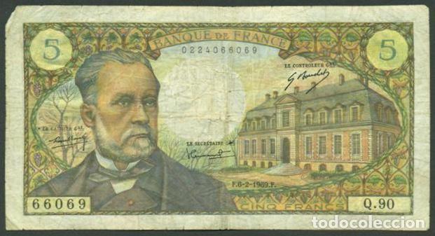 Billetes extranjeros: FRANCIA. 5 francs 6.2. 1969. Pasteur. Pick 146