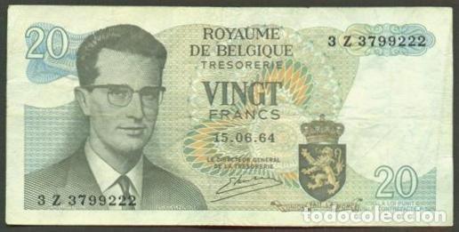 Billetes extranjeros: BELGICA. 20 francs 15.06. 1964. Variante de firma.