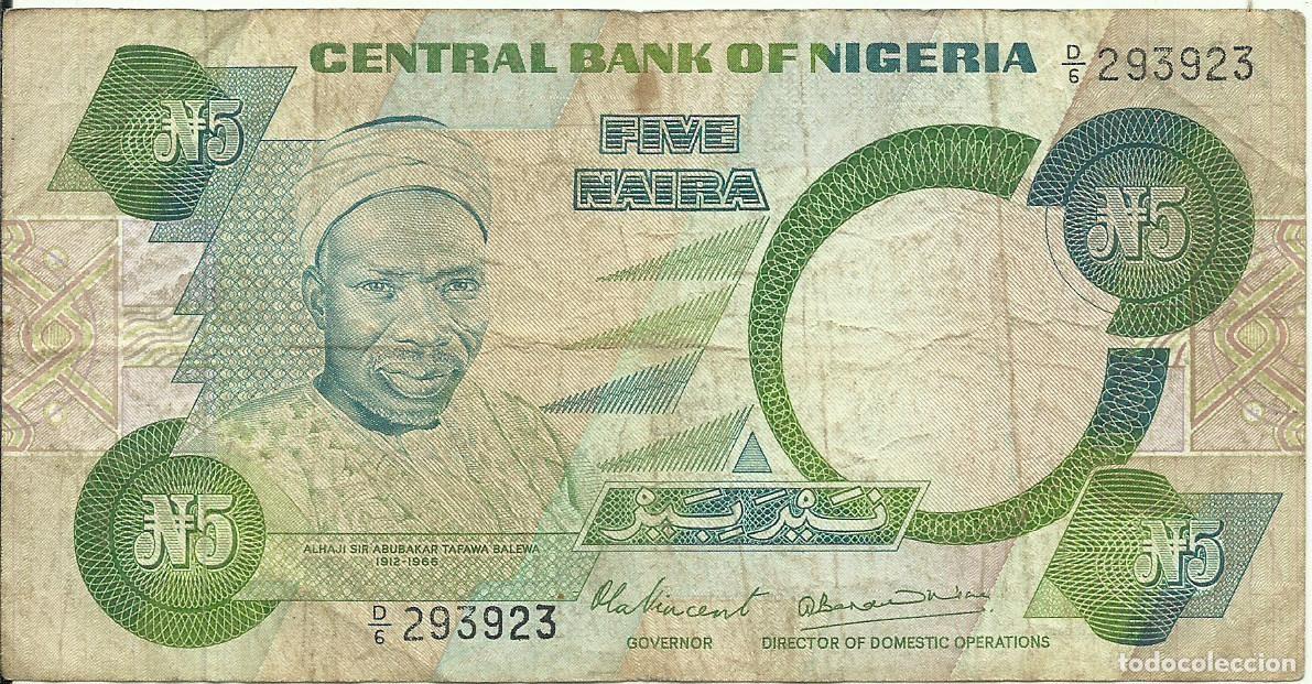 Billetes extranjeros: NIGERIA - 5 NAIRA - 1979 - D/6 293923 - BUEN PRECIO - FOTOS