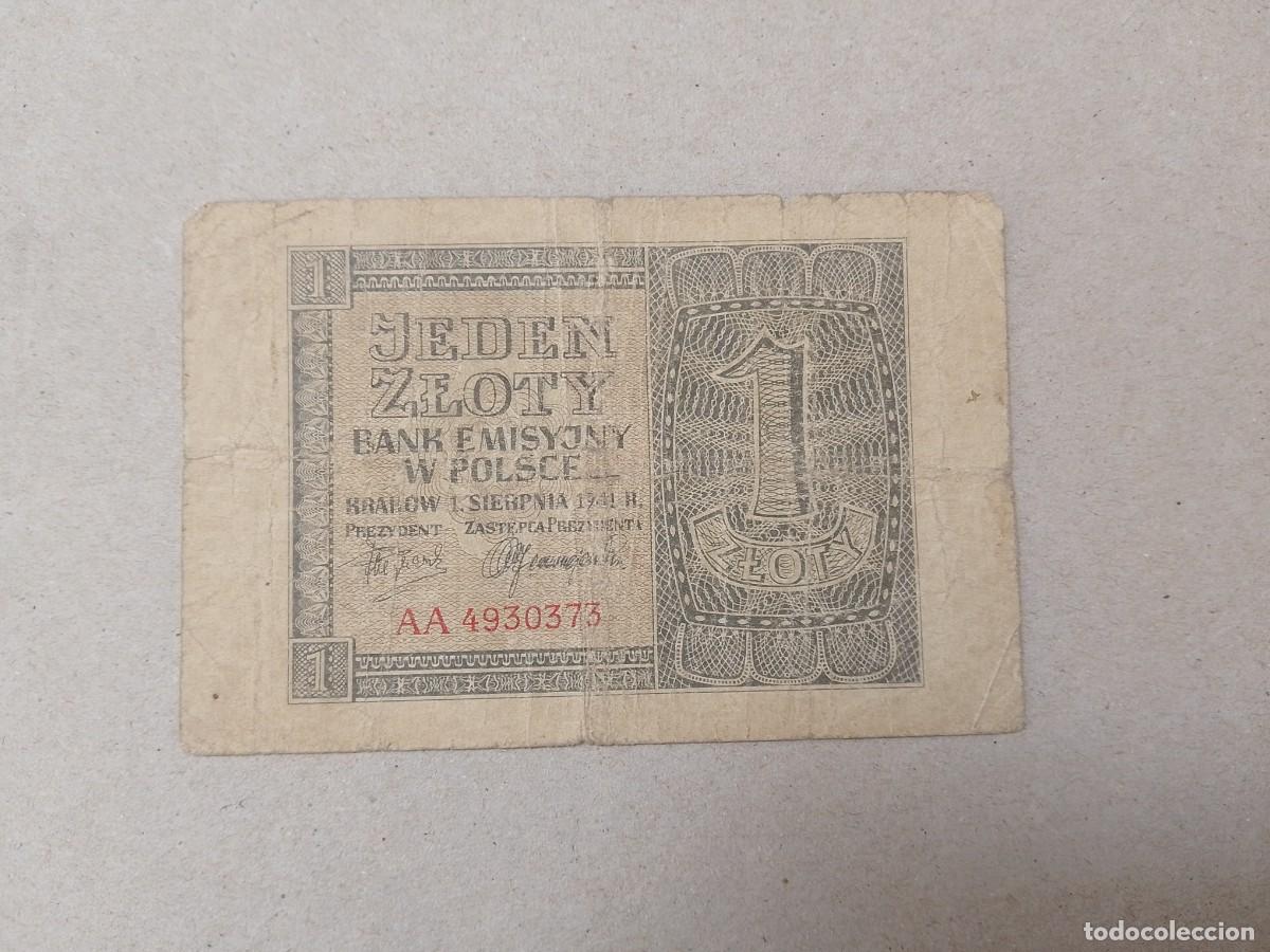 Billetes extranjeros: Billete Polonia, 1 zlotych, serie AA, a&ntilde;o 1941