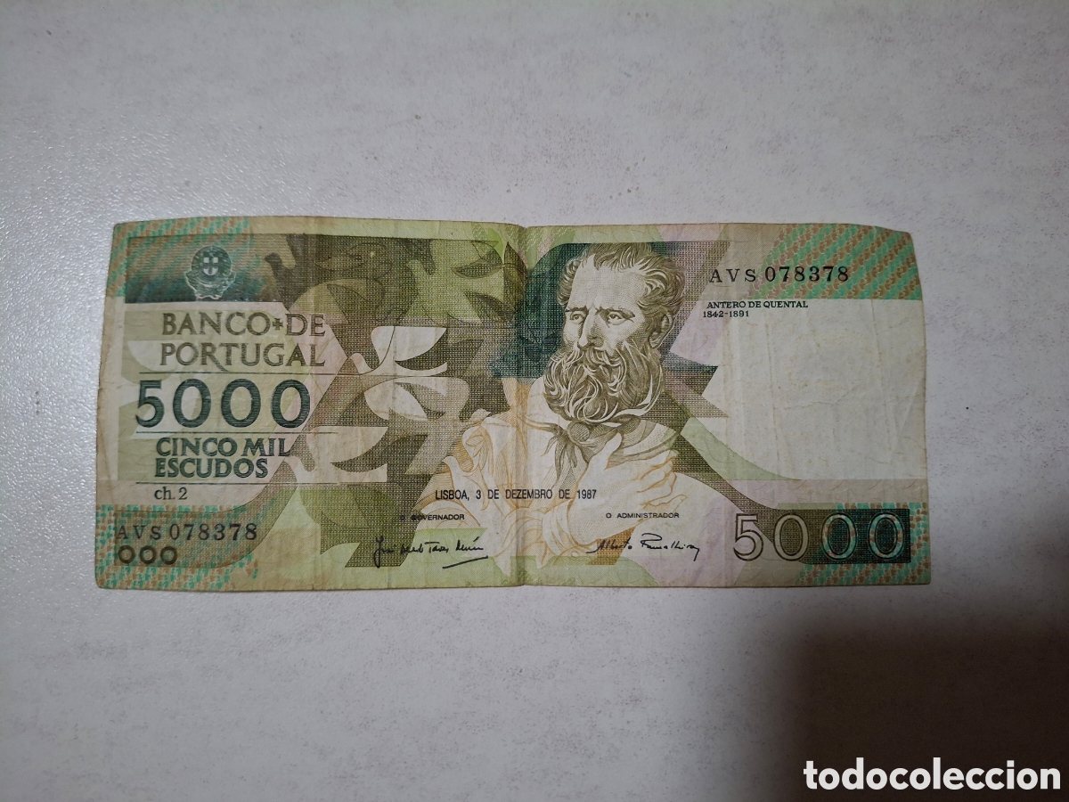 Billetes extranjeros: Billete de 5000 escudos de 1987