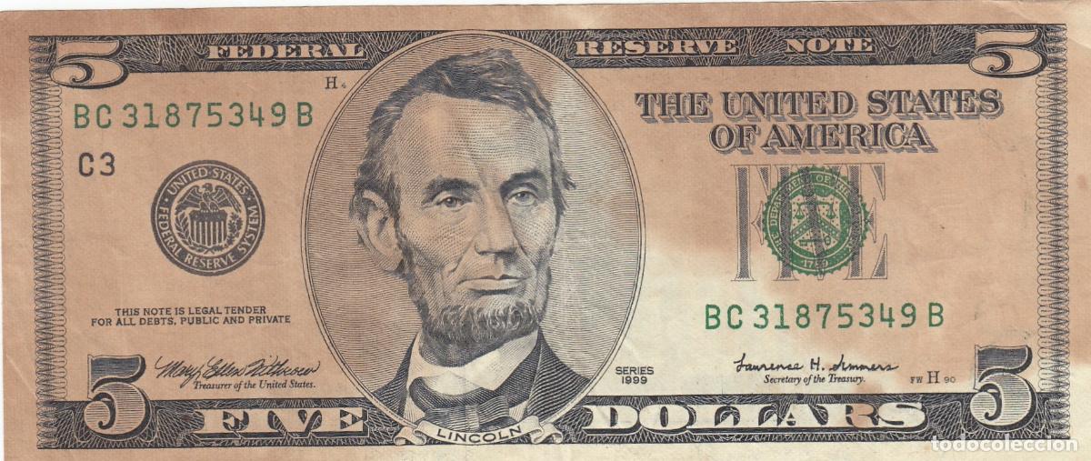 Billetes extranjeros: CRBX0622 BILLETE EEUU 5 DOLARES 1999 BC