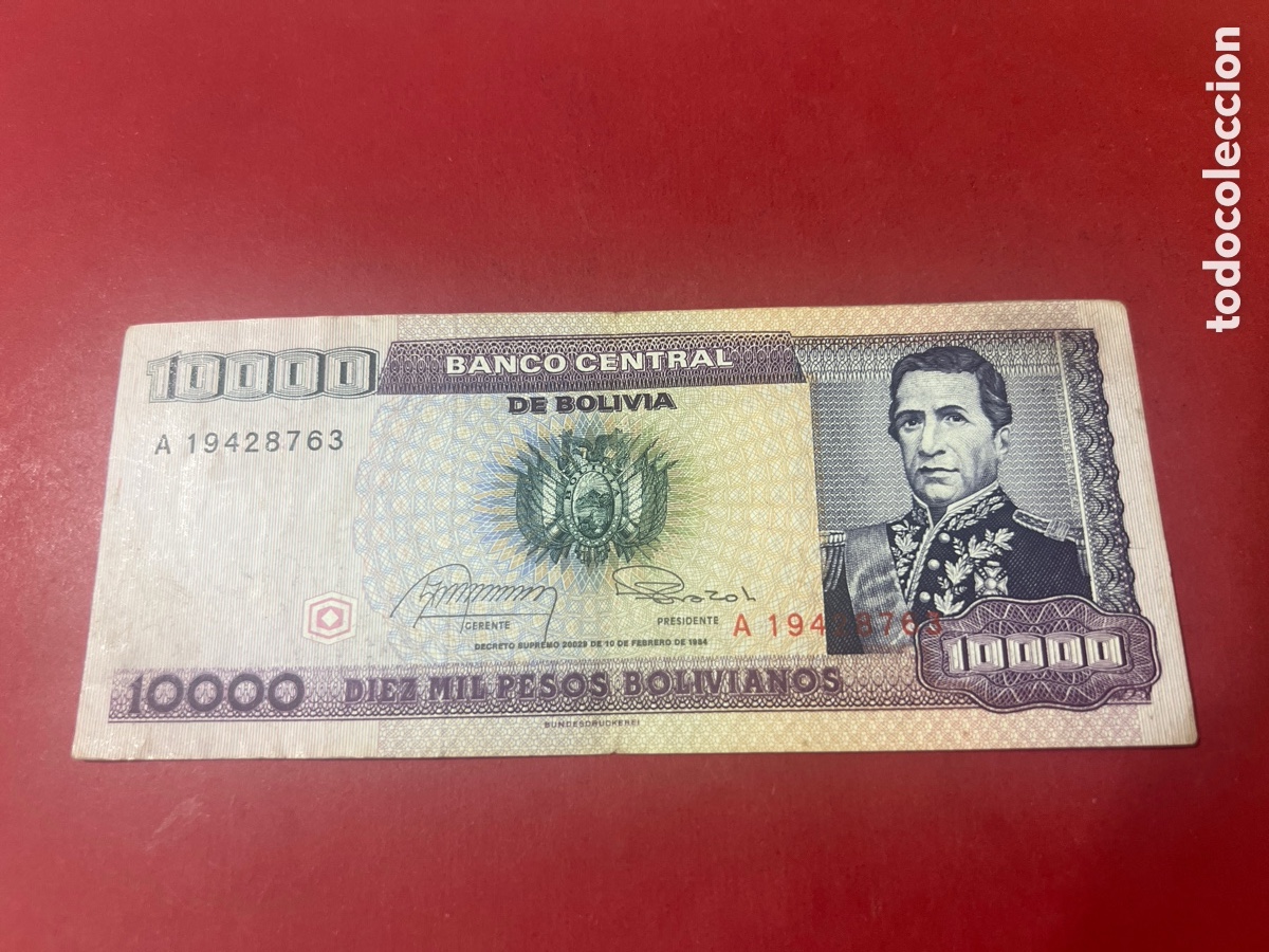 Billetes extranjeros: 171B. Billete de Bolivia 10000 Pesos Bolivianos 1984