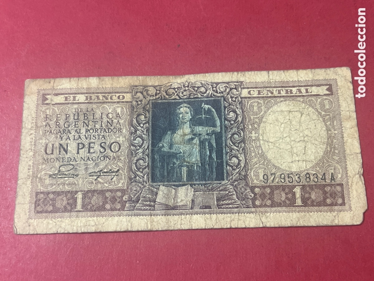 Billetes extranjeros: 174B. Billete de Argentina 1 peso