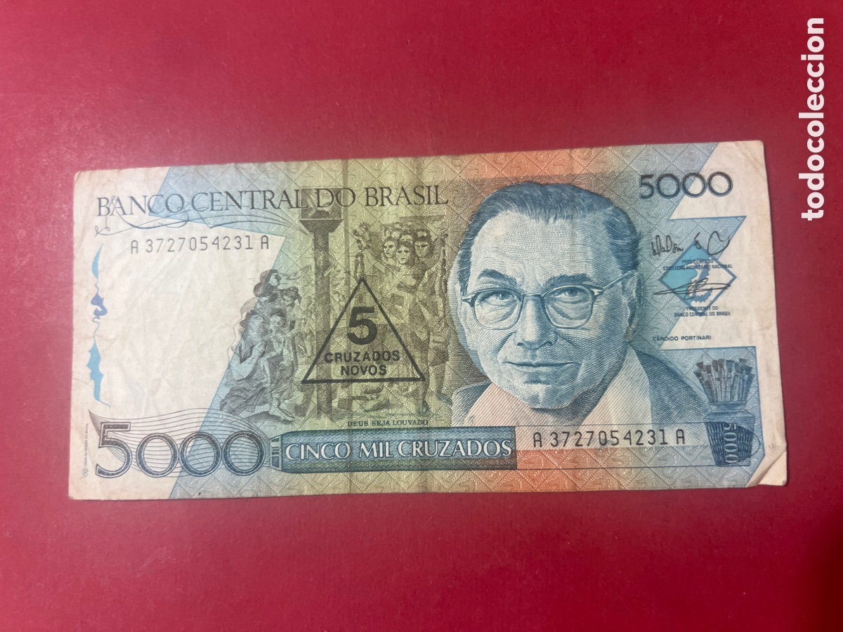 Billetes extranjeros: 175B. BILLETE DE BRASIL 5000 CRUZADOS - 5 CRUZADOS NUEVOS