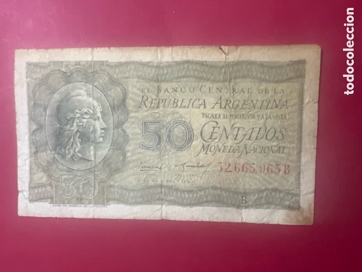 Billetes extranjeros: B246. BILLETE DE 50 CENTAVOS DE LA REPUBLICA ARGENTINA