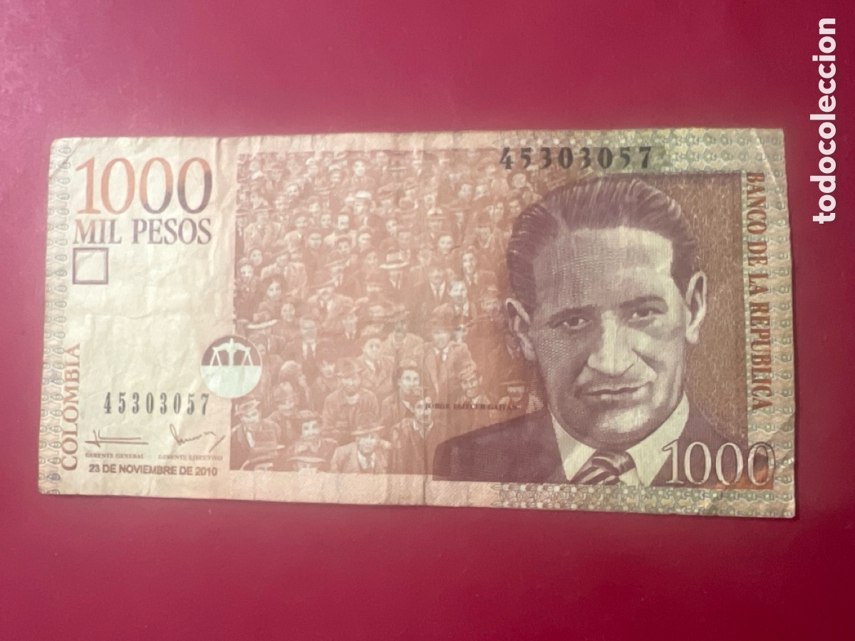 Billetes extranjeros: B251. COLOMBIA - 1000 PESOS 23. DE NOVIEMBRE 2010