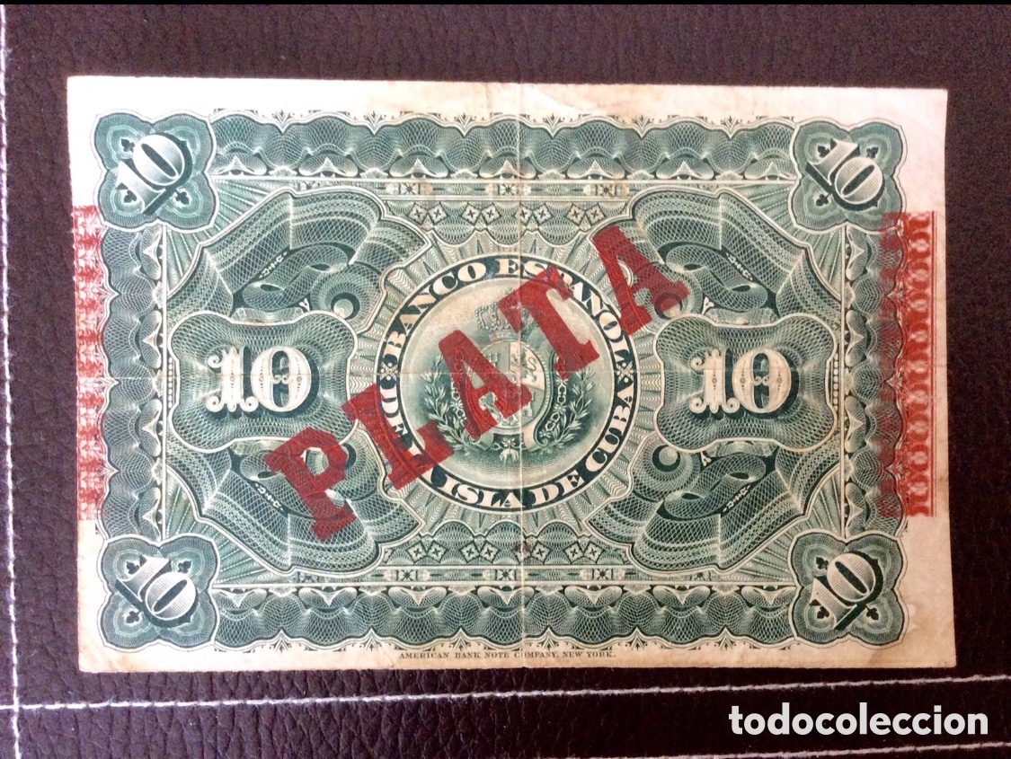 Billetes extranjeros: Billete 10 Pesos Cuba 1896 certificado de plata