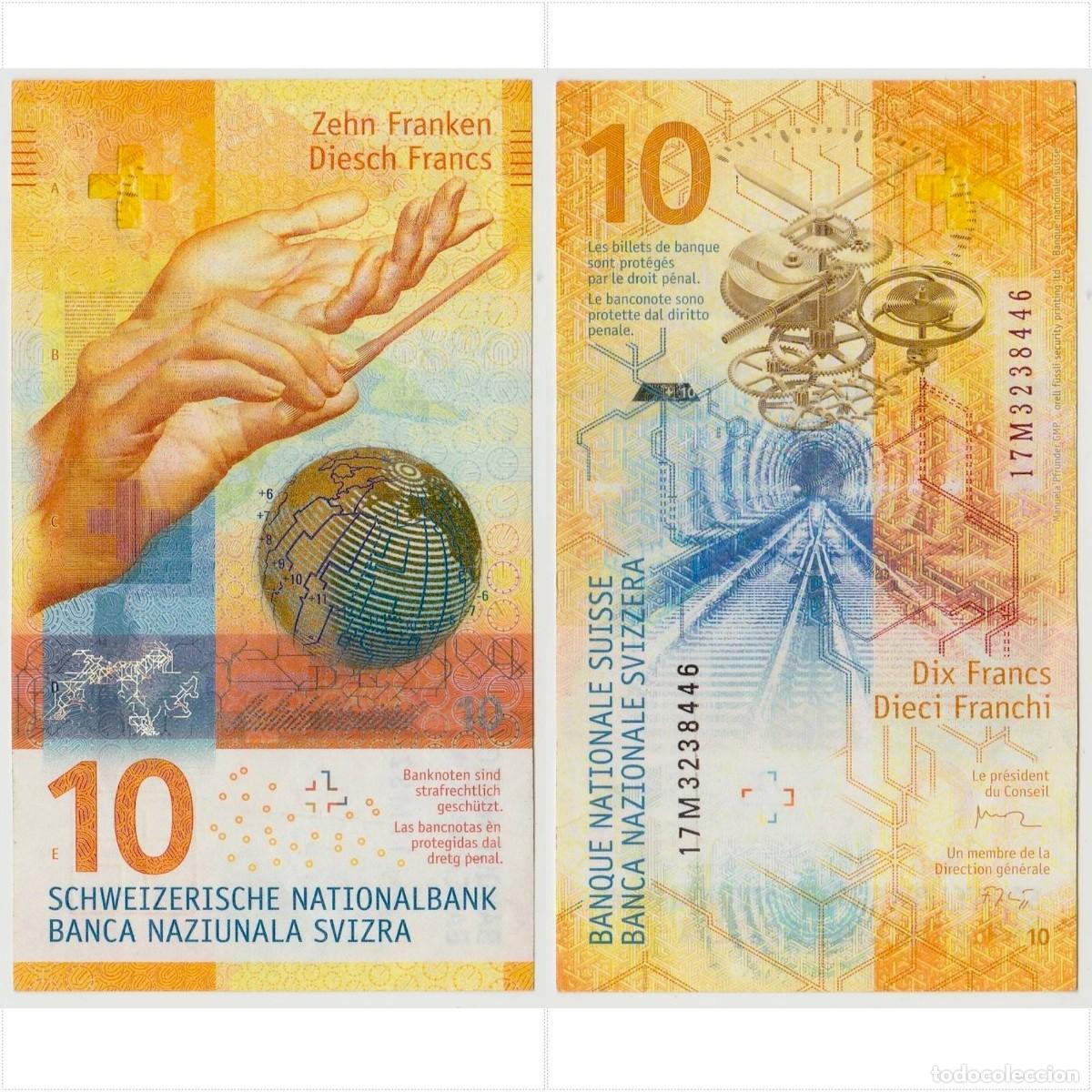 Billetes extranjeros: Suiza 10 Francos Suizos 2017 n/s 17M3238446 Circulado (el billete de la foto)